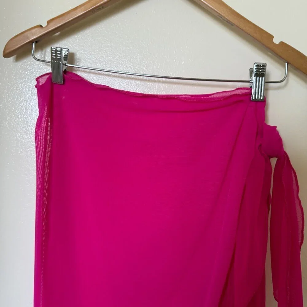 GIGI C Willa Sarong Mesh Coverup Skirt In Fuchsia Pink S​​​​